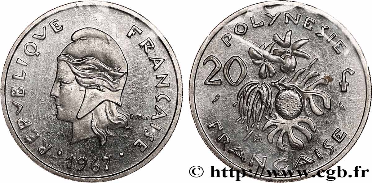 FRANZÖSISCHE-POLYNESIEN Essai de 20 Francs Marianne 1967 Paris ST 