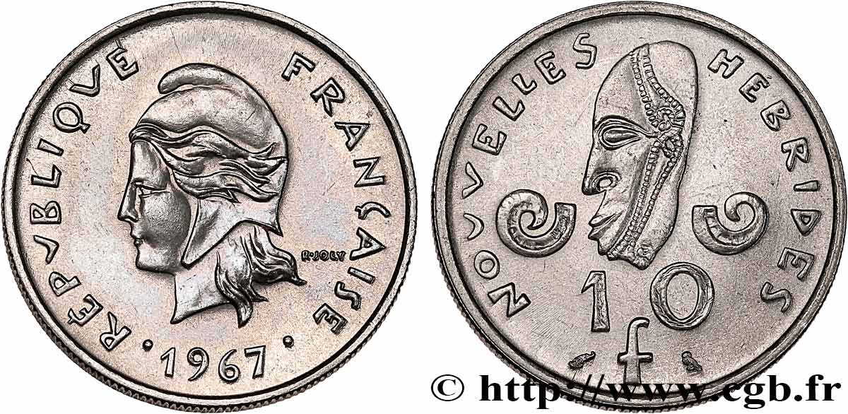 NEW HEBRIDES (VANUATU since 1980) 10 Francs 1967 Paris MS 