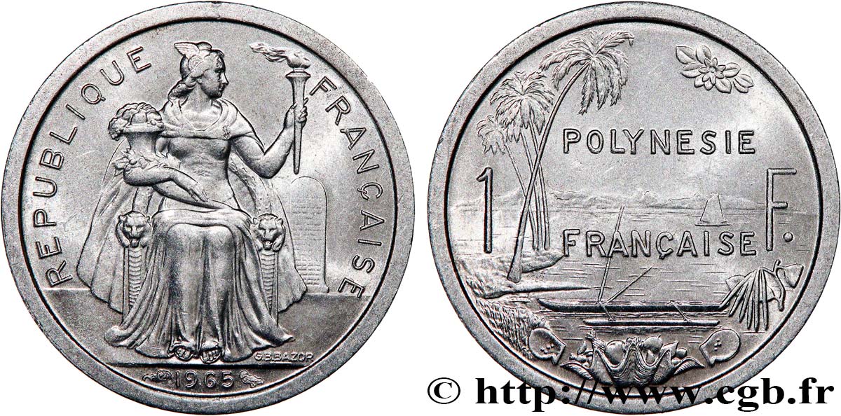FRANZÖSISCHE-POLYNESIEN 1 Franc 1965 Paris fST 
