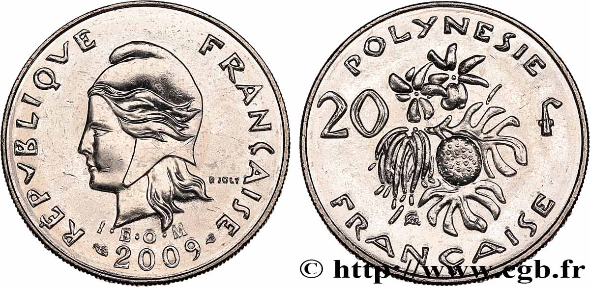 POLYNÉSIE FRANÇAISE 20 Francs I.E.O.M. Marianne 2009 Paris SPL 