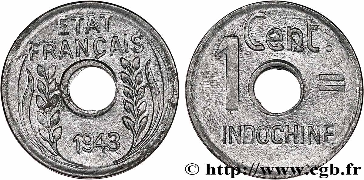 INDOCHINA 1 Centième 1943 Hanoï SC 