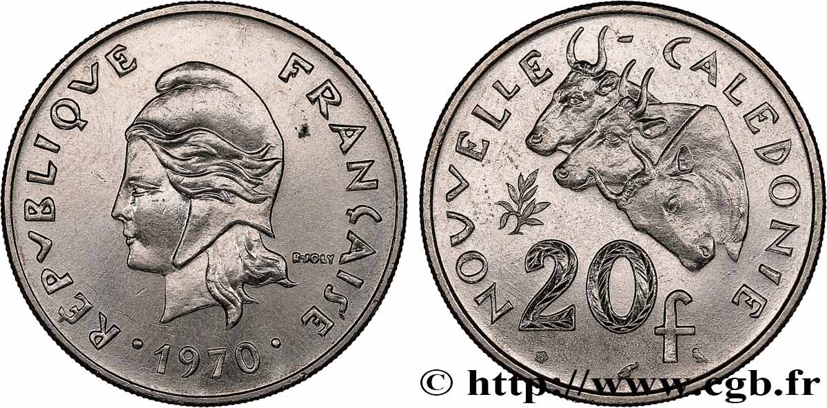 NOUVELLE CALÉDONIE 20 Francs 1970 Paris SUP 