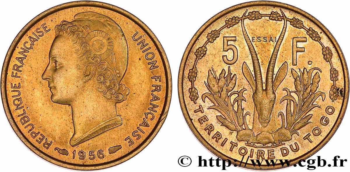 TOGO - FRENCH UNION Essai de 5 Francs 1956 Paris MS 