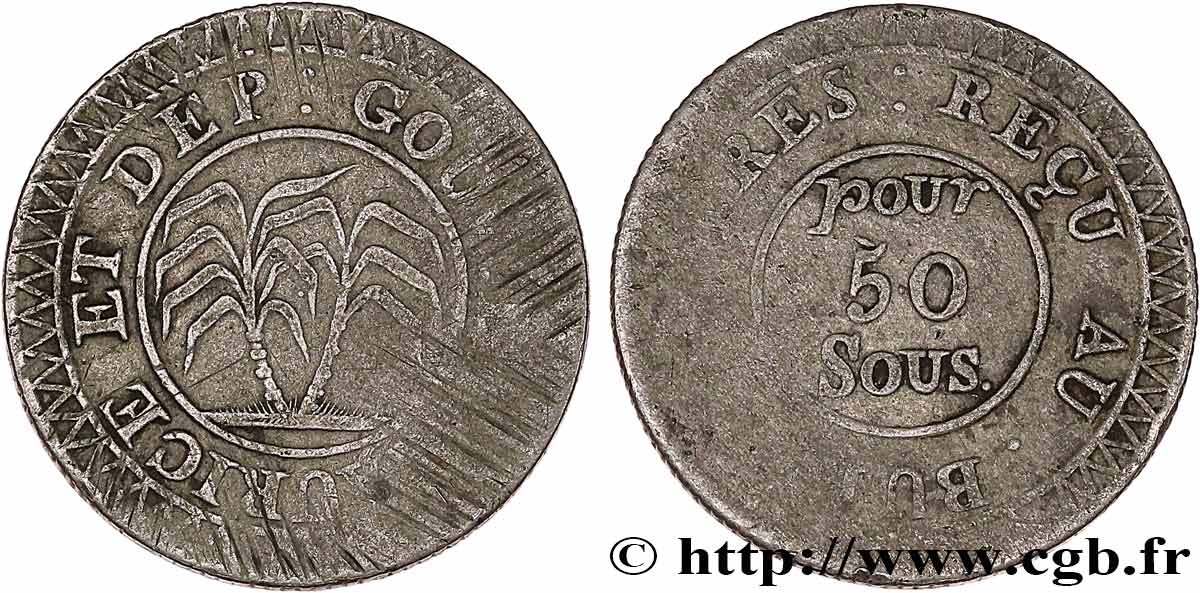 MAURITIUS 50 Sous 1822 Calcutta VF 