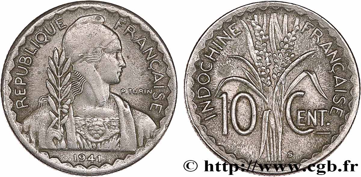 FRENCH INDOCHINA 10 Centièmes 1941 San Francisco XF 