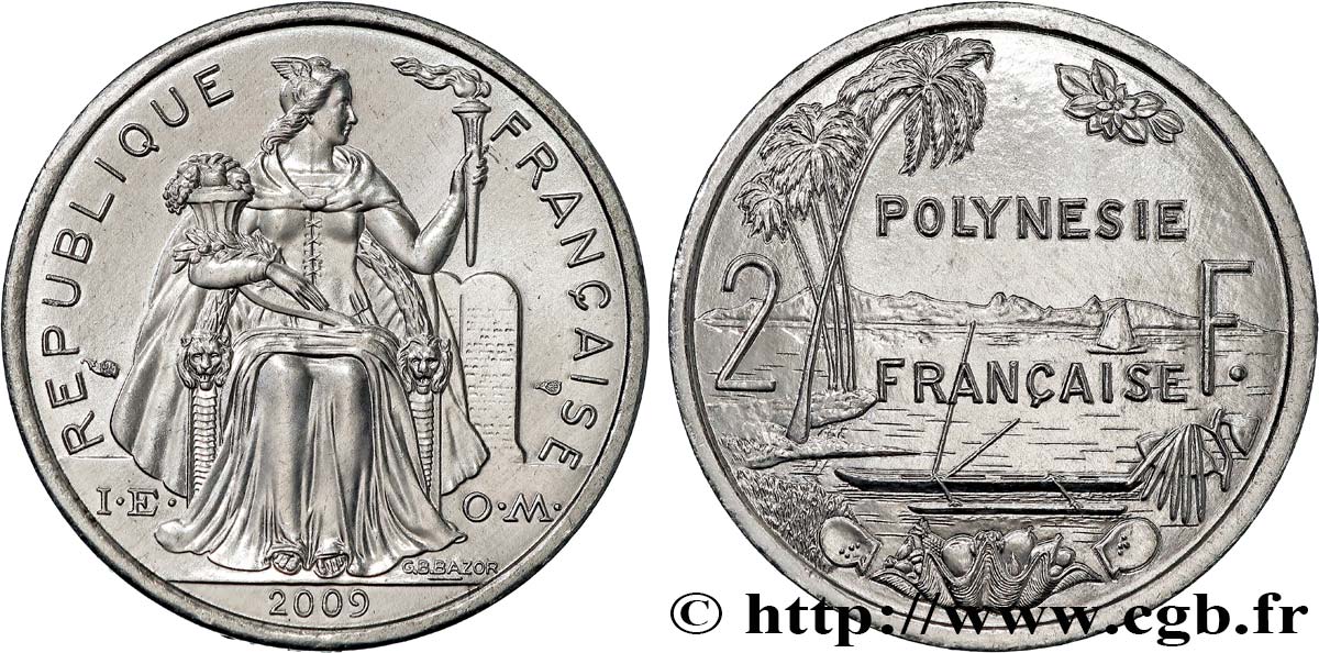 POLINESIA FRANCESE 2 Francs I.E.O.M. 2009 Paris FDC 