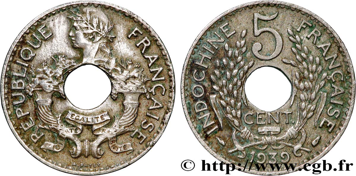FRANZÖSISCHE-INDOCHINA 5 Centièmes 1939 Paris SS 