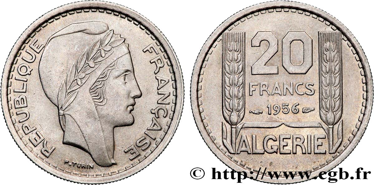 ALGERIA 20 Francs Turin 1956  AU 