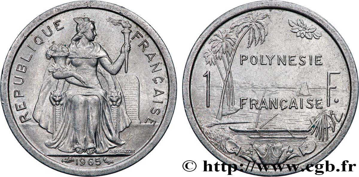 POLYNÉSIE FRANÇAISE 1 Franc 1965 Paris SUP 