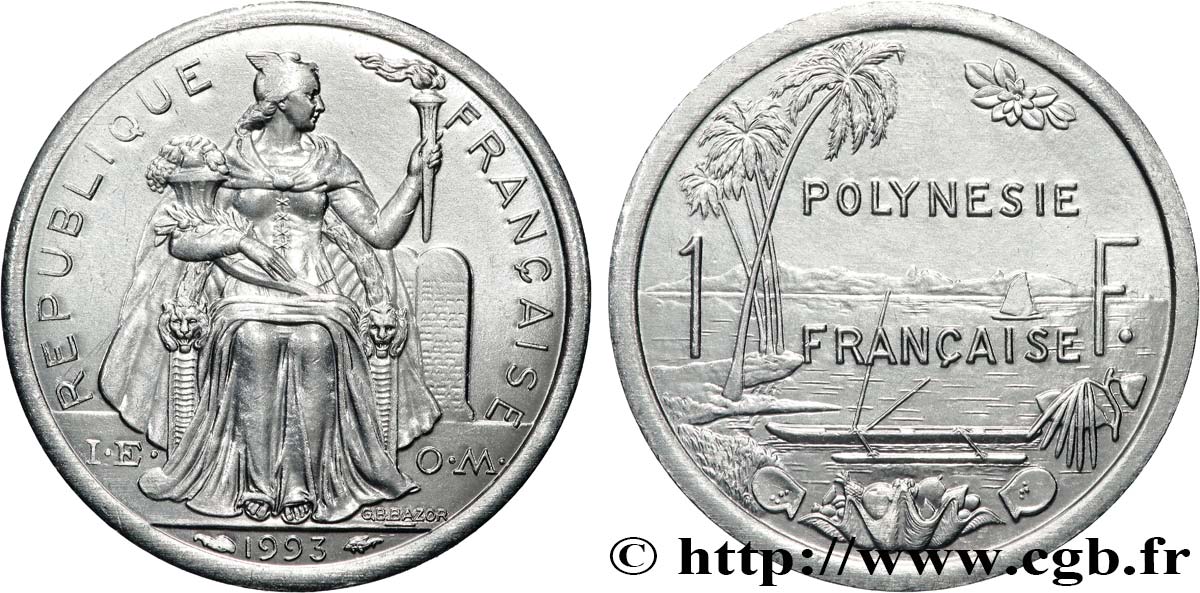 POLINESIA FRANCESE 1 Franc I.E.O.M.  1993 Paris MS 