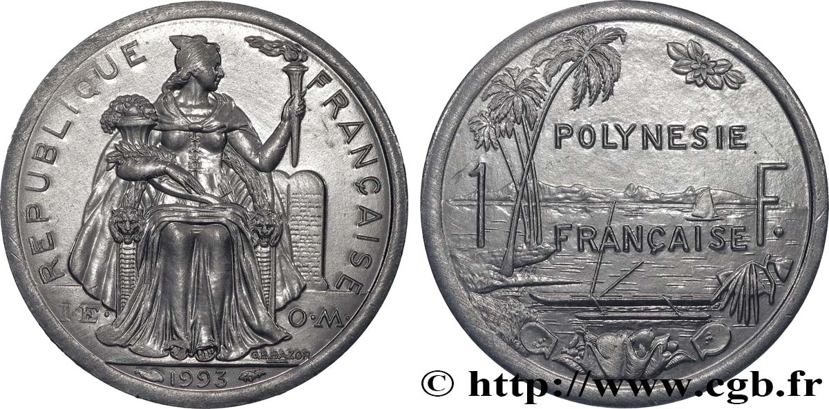 POLINESIA FRANCESE 1 Franc I.E.O.M.  1993 Paris MS 