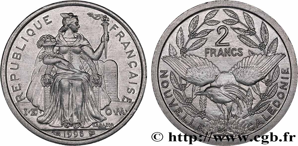 NUEVA CALEDONIA 2 Francs I.E.O.M. 1995 Paris SC 