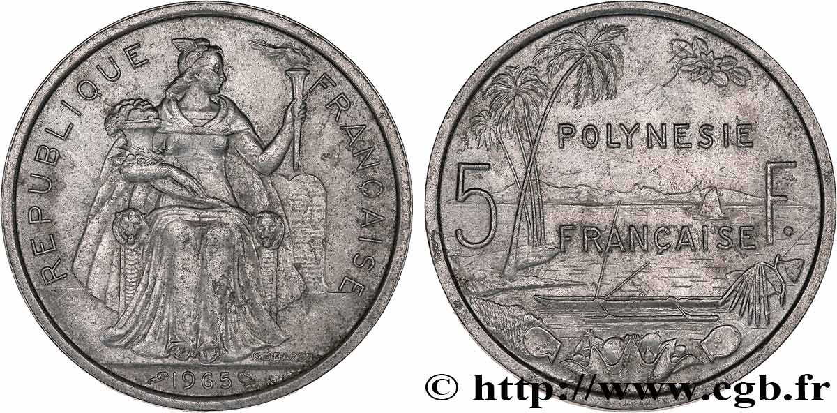 POLYNÉSIE FRANÇAISE 5 Francs Polynésie Française 1965 Paris TTB 