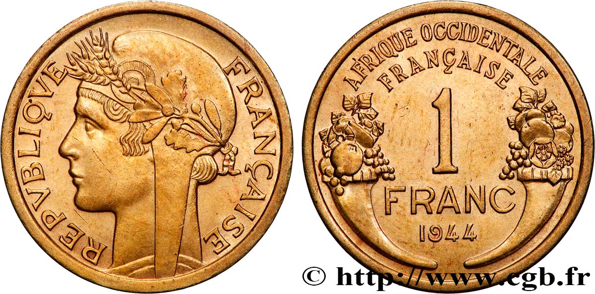 AFRICA FRANCESA DEL OESTE 1 Franc Morlon 1944 Londres MBC+ 