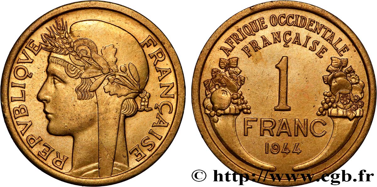 FRANZÖSISCHE WESTAFRIKA 1 Franc Morlon 1944 Londres fVZ 