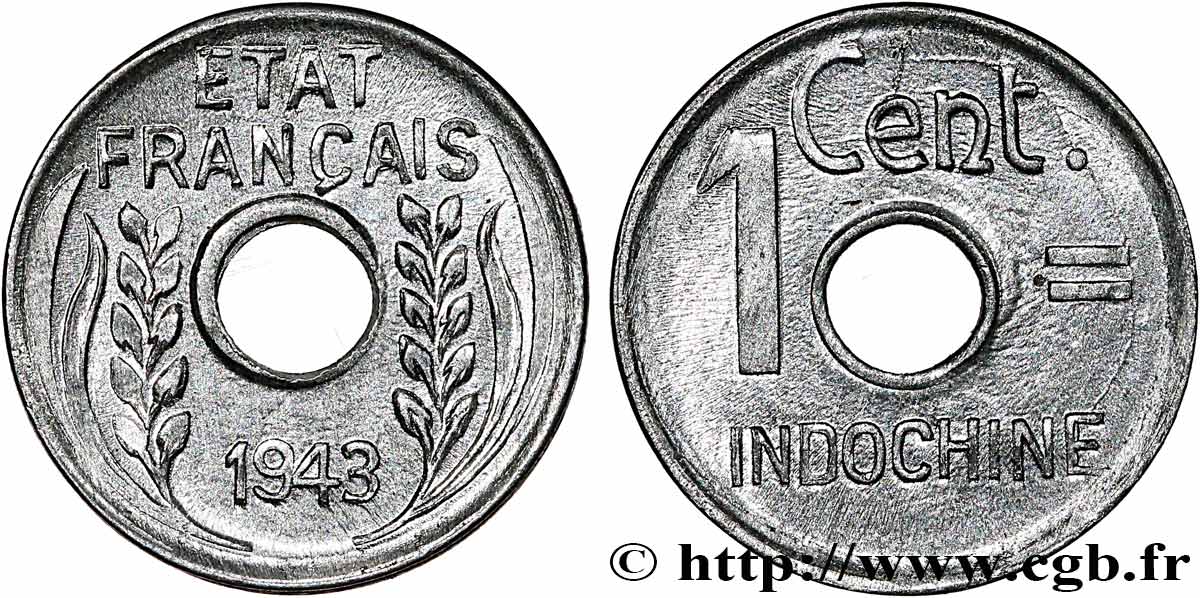 FRENCH INDOCHINA 1 Centième 1943 Hanoï MS 