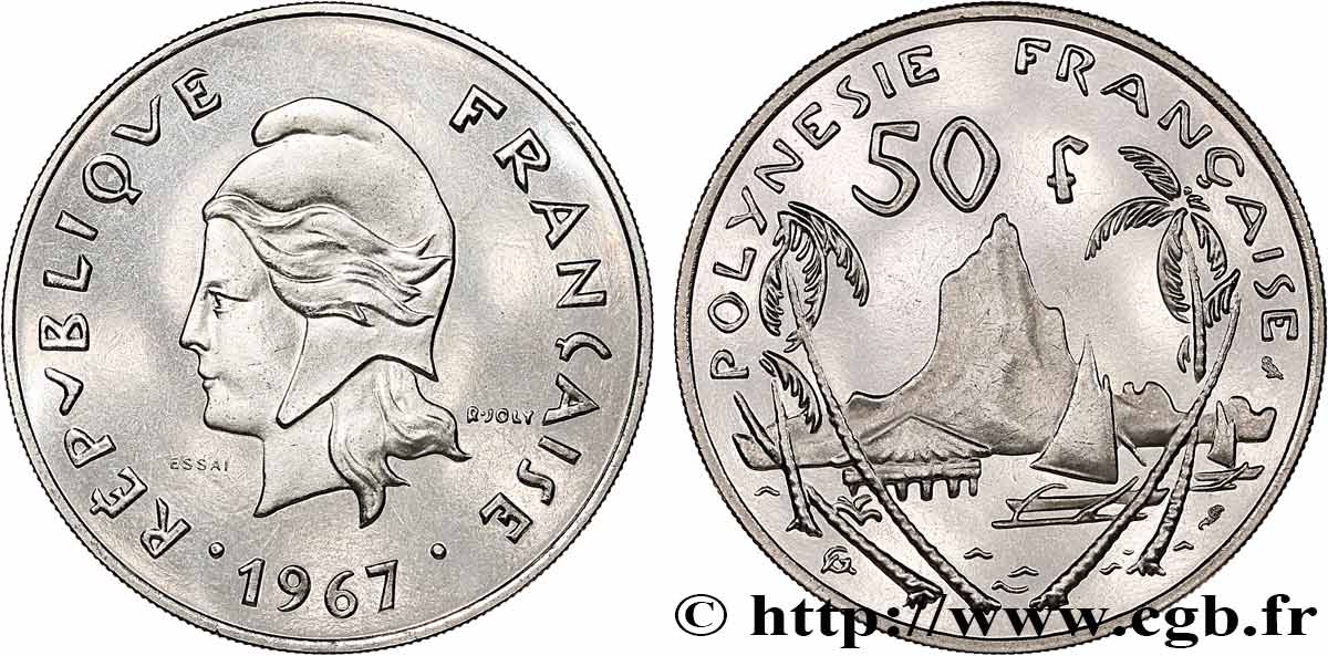 FRANZÖSISCHE-POLYNESIEN Essai de 50 Francs Marianne 1967 Paris fST 