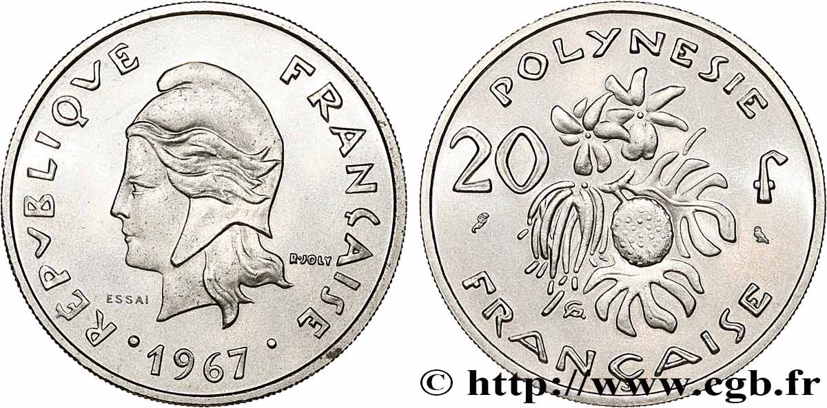 POLINESIA FRANCESA Essai de 20 Francs Marianne 1967 Paris SC 