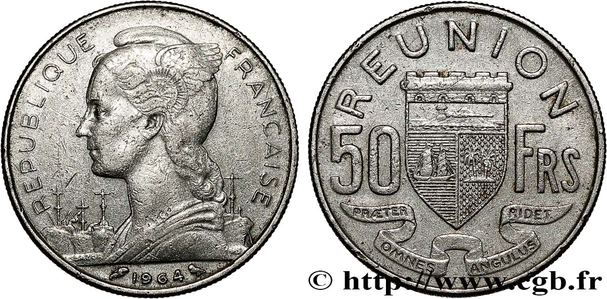 REUNION ISLAND 50 Francs 1964 Paris XF 