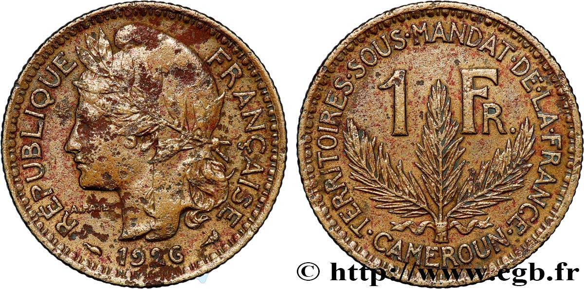 KAMERUN - FRANZÖSISCHE MANDAT 1 Franc 1926 Paris S 