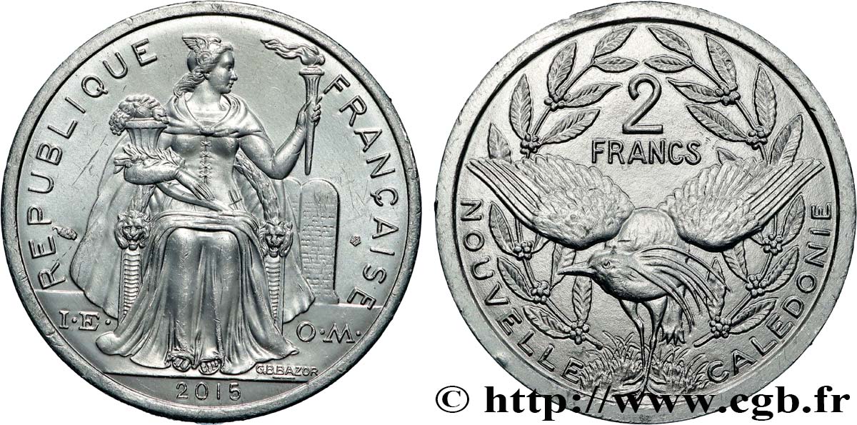 NEW CALEDONIA 2 Francs I.E.O.M. 2015 Paris AU 