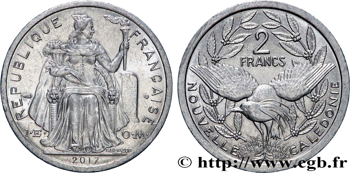 NOUVELLE CALÉDONIE 2 Francs I.E.O.M. 2017 Paris SUP 