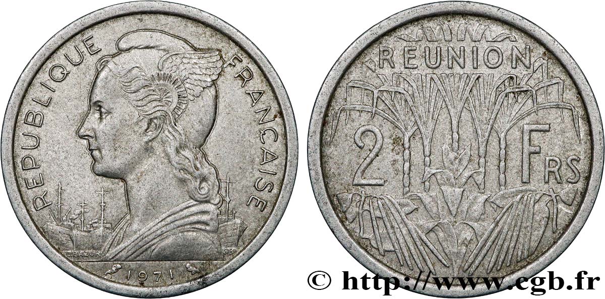 REUNION INSEL 2 Francs 1971 Paris SS 
