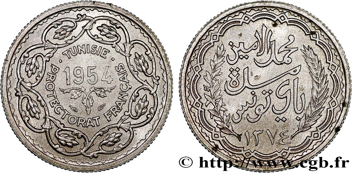 TUNISIA - Protettorato Francese 10 Francs (module de) 1954 Paris SPL 