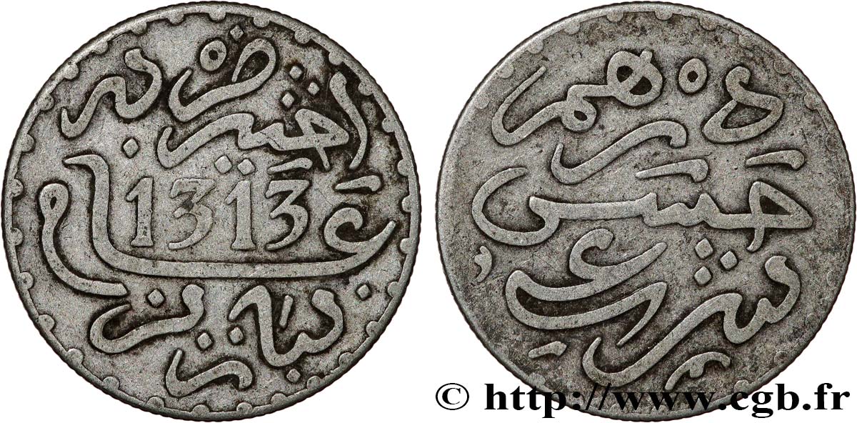 MAROKKO 1 Dirham Abdul Aziz I an 1313 1895 Paris SS 