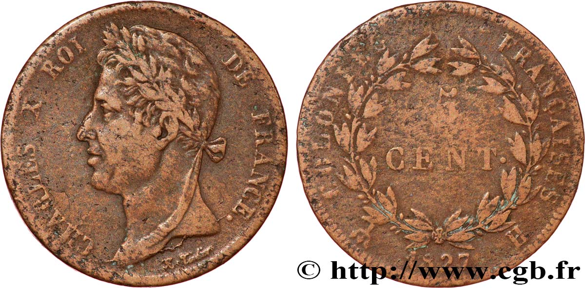 COLONIES FRANÇAISES - Charles X, pour la Martinique et la Guadeloupe 5 Centimes Charles X 1827 La Rochelle - A TB 