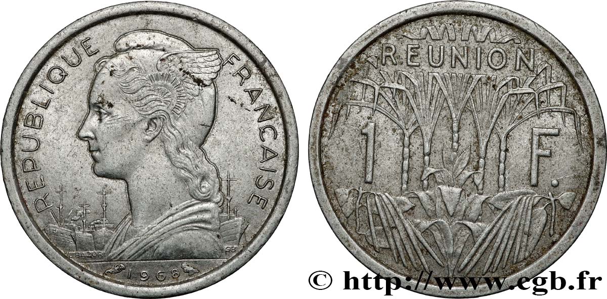 REUNION INSEL 1 Franc 1968 Paris SS 