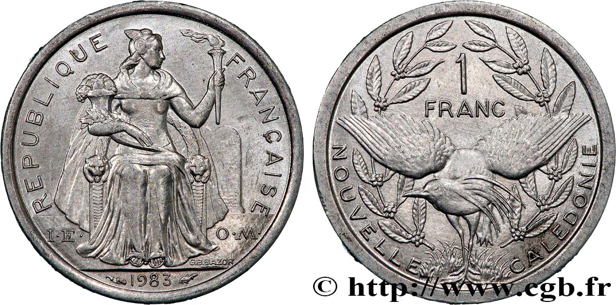 NUOVA CALEDONIA 1 Franc I.E.O.M. 1983 Paris SPL 