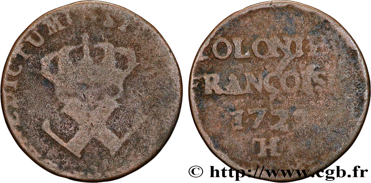 AMÉRIQUE - Louisiane, Acadie, Canada 9 Deniers, Colonies Françoises 1722 La Rochelle B 