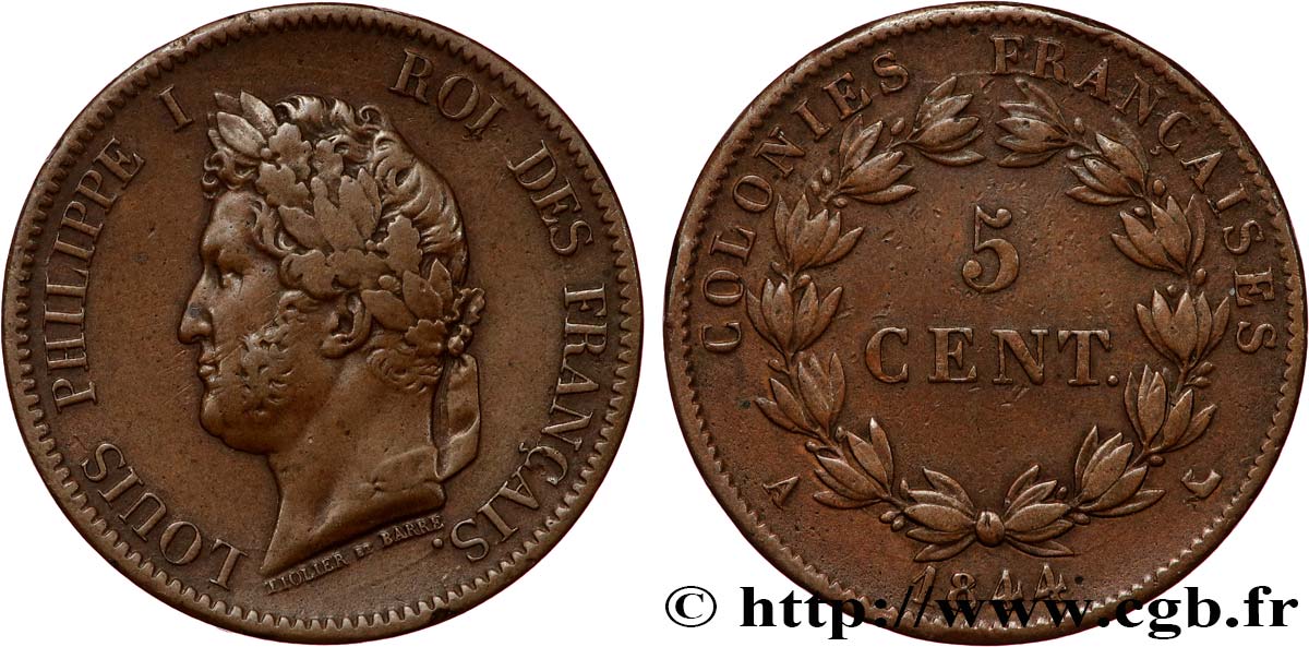 FRANZÖSISCHE KOLONIEN - Louis-Philippe, für Marquesas-Inseln  5 Centimes Louis Philippe Ier 1844 Paris - A SS 
