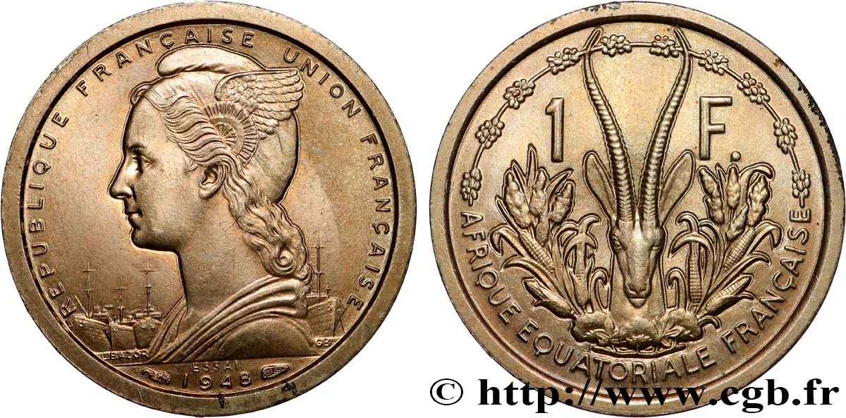 AFRICA ECUATORIAL FRANCESA - UNIóN FRANCESA Essai de 1 Franc Union Française 1948 Paris SC 