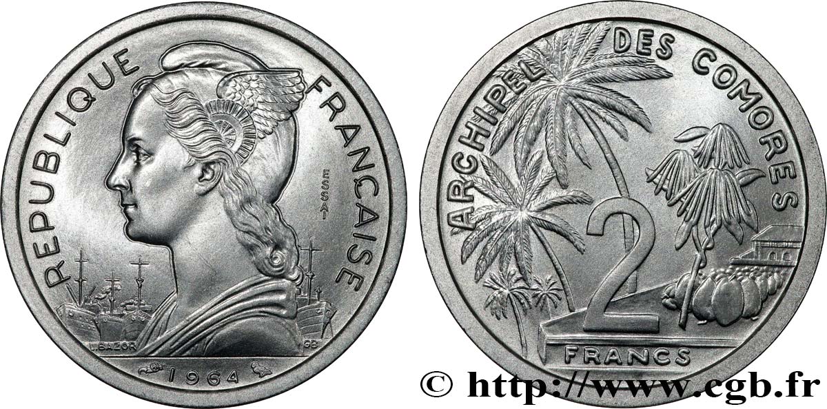 KOMOREN Essai de 2 Francs 1964 Paris ST 