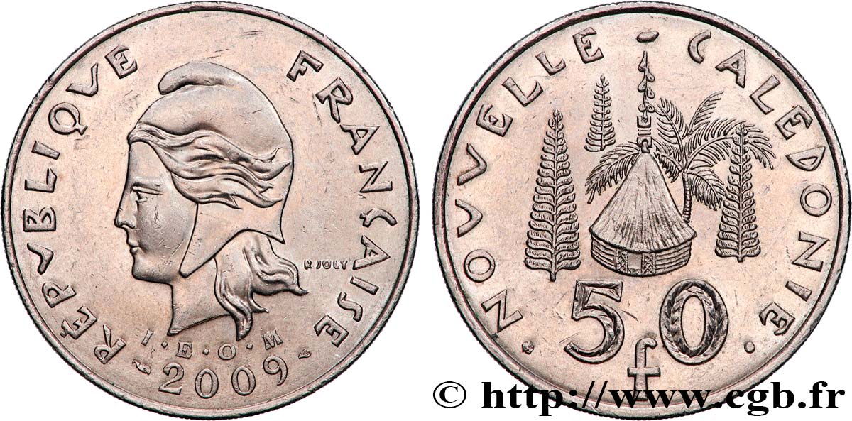 NOUVELLE CALÉDONIE 50 Francs I.E.O.M. 2009 Paris TTB+ 