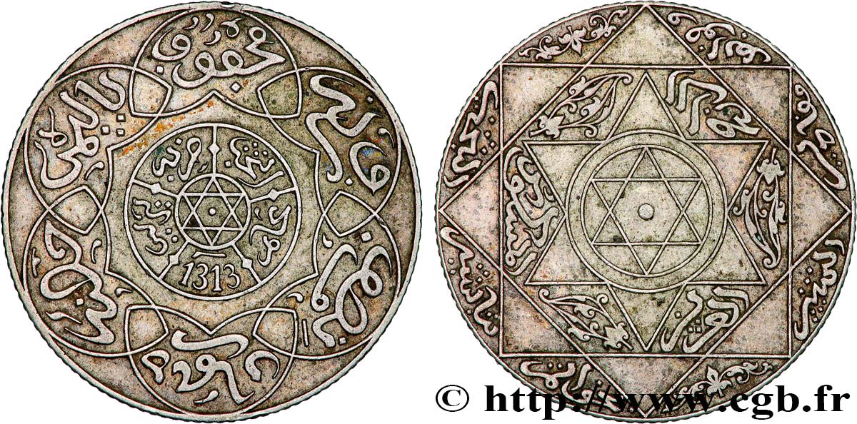 MAROKKO 2 1/2 Dirham Abdul Aziz I an 1313 1895 Berlin fVZ 