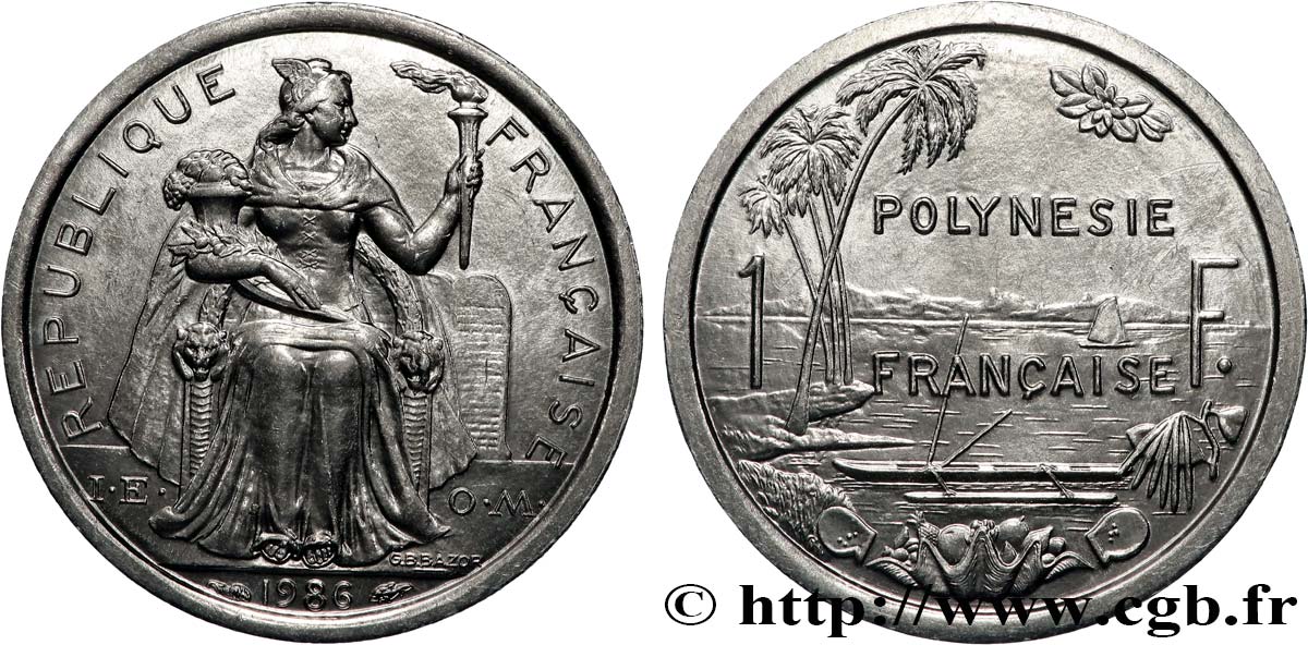 FRENCH POLYNESIA 1 Franc I.E.O.M.  1986 Paris MS 