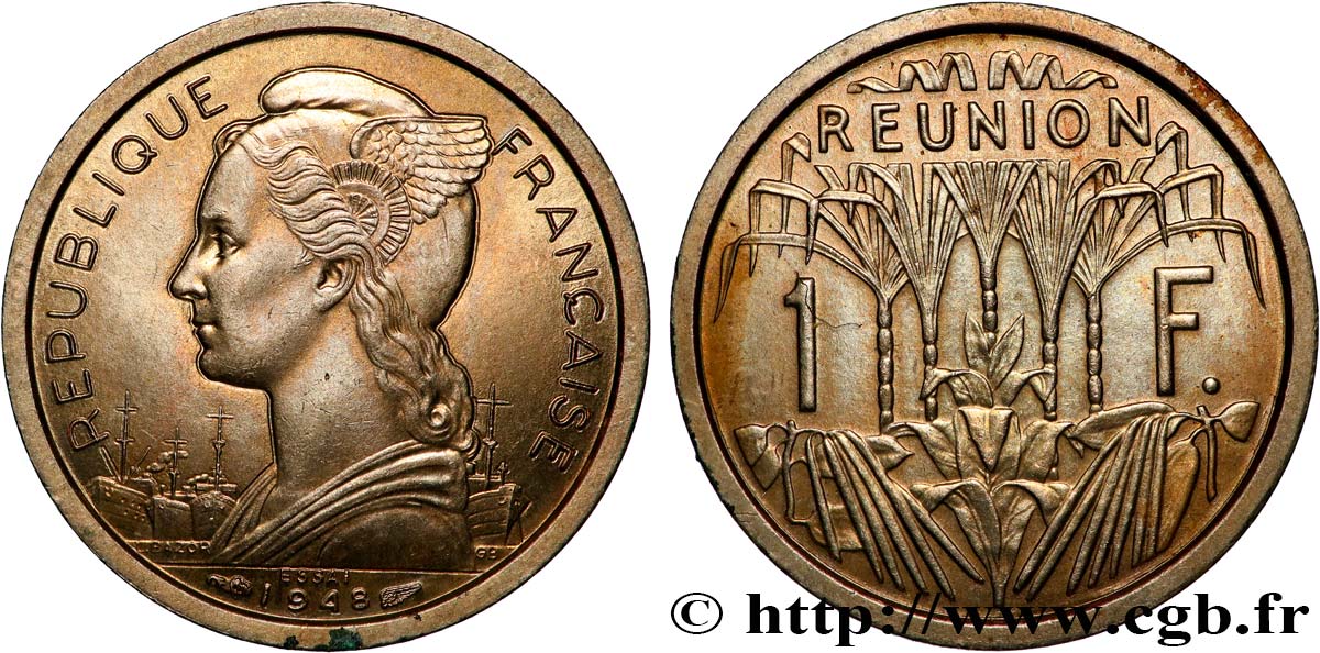 REUNION 1 Franc Essai
 1948 Paris MS 