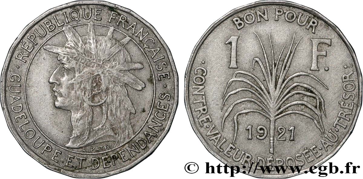 GUADALUPE Bon pour 1 Franc 1921  MBC 