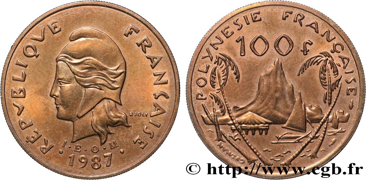 POLYNÉSIE FRANÇAISE 100 Francs I.E.O.M. 1987 Paris SUP 