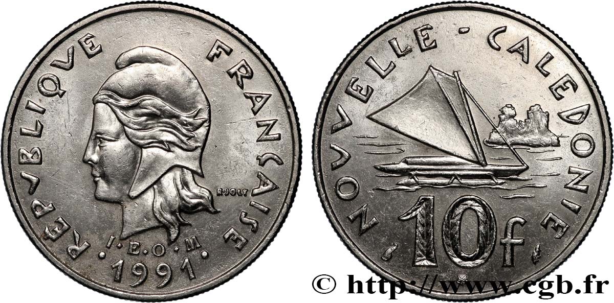 NEUKALEDONIEN 10 Francs I.E.O.M. 1991 Paris VZ 