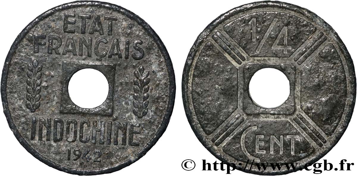 INDOCINA FRANCESE 1/4 Cent 1942 Osaka MB 