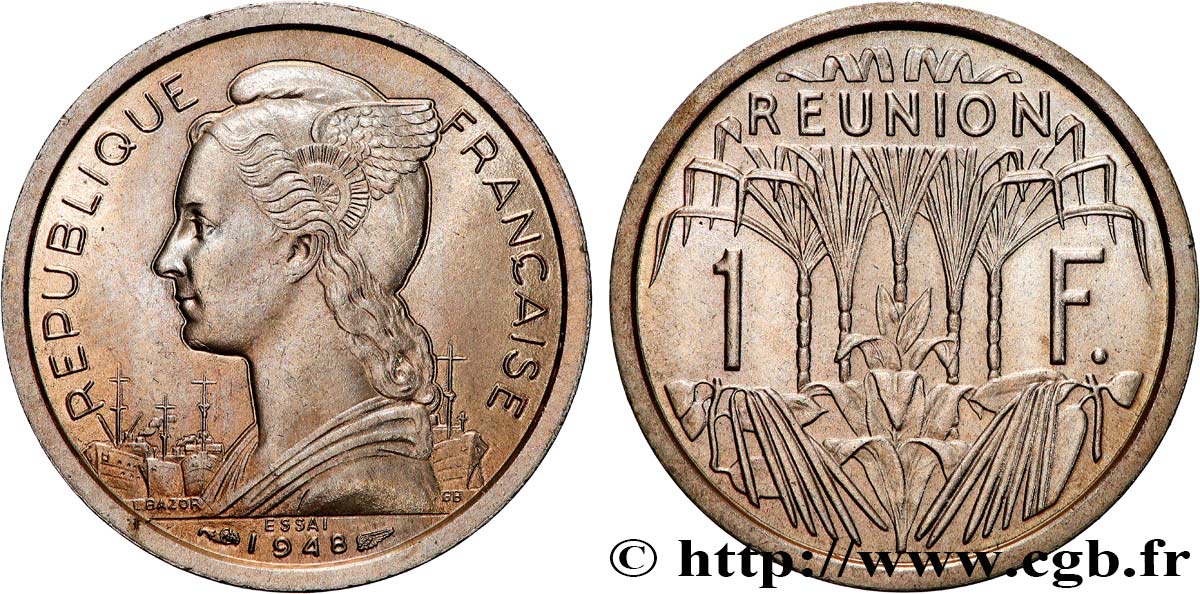 ÎLE DE LA RÉUNION 1 Franc Essai
 1948 Paris SPL 