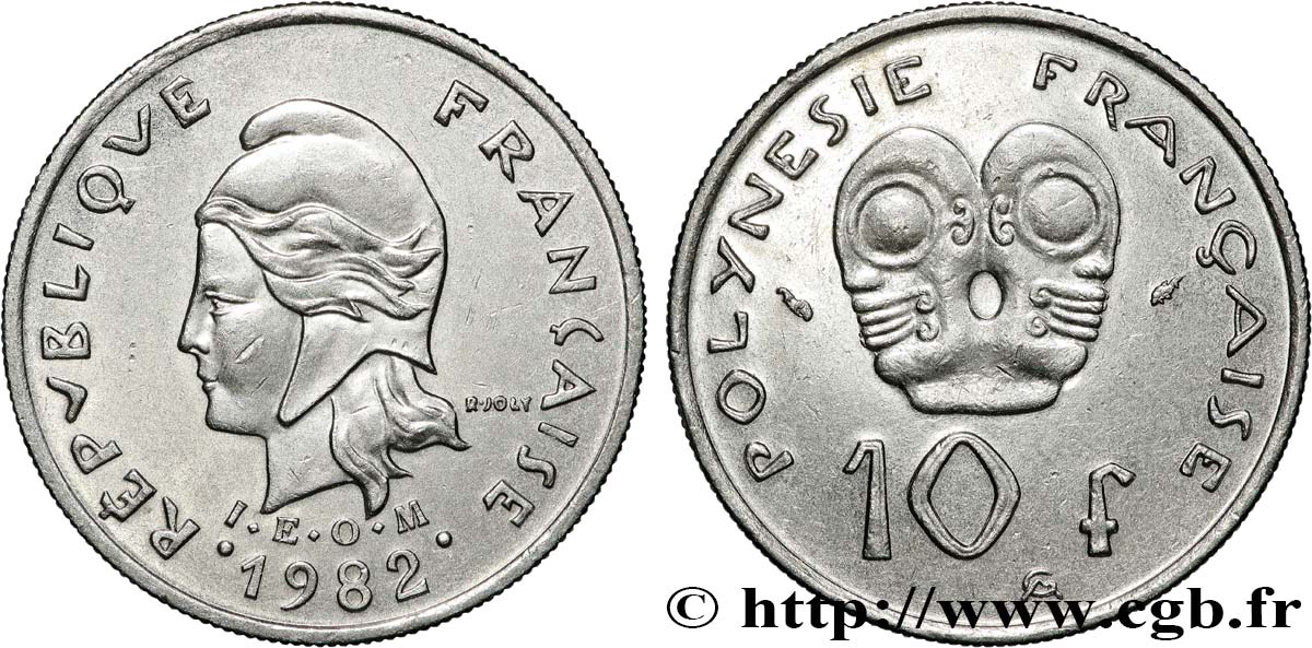 POLINESIA FRANCESA 10 Francs I.E.O.M. 1982 Paris MBC+ 