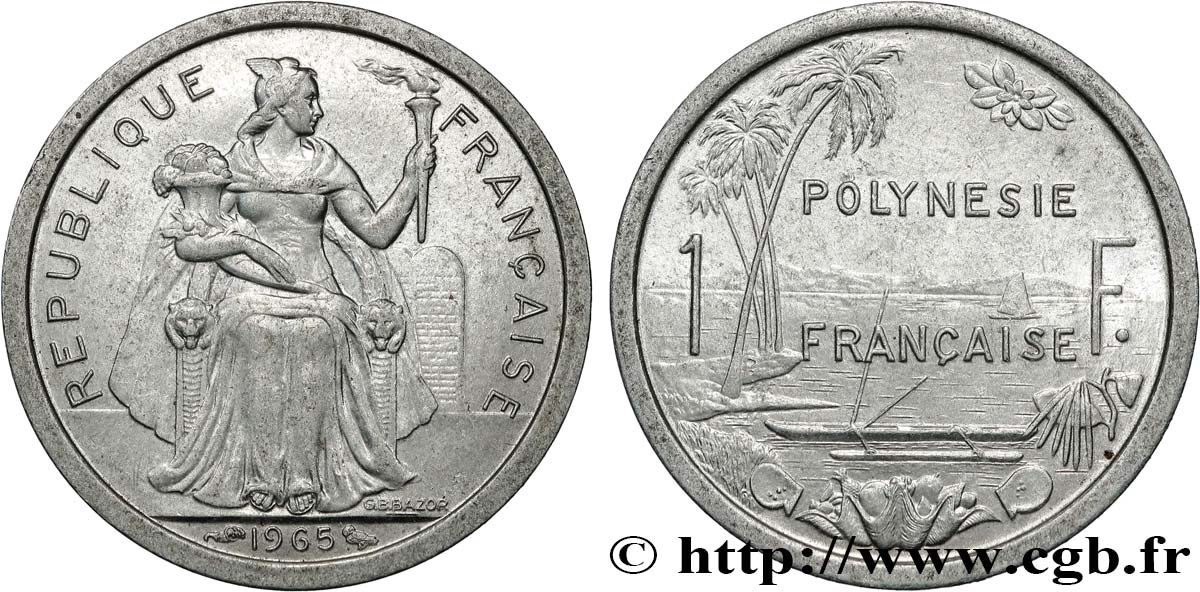 FRENCH POLYNESIA 1 Franc 1965 Paris AU 