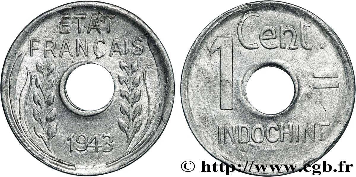 FRENCH INDOCHINA 1 Centième 1943 Hanoï MS 