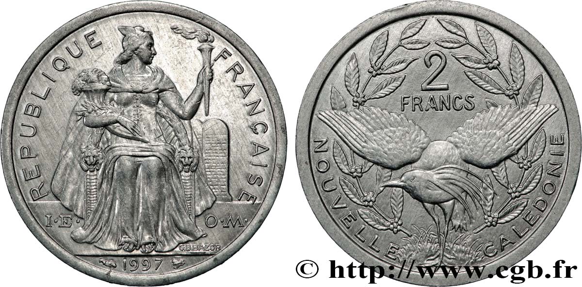 NUEVA CALEDONIA 2 Francs I.E.O.M.  1997 Paris EBC 