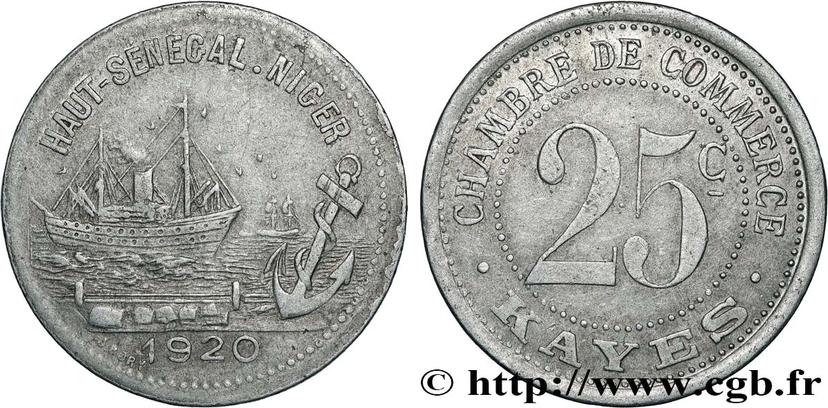 FRENCH AFRICA - SENEGAL 25 Centimes Chambre de Commerce de Kayes 1920  XF 